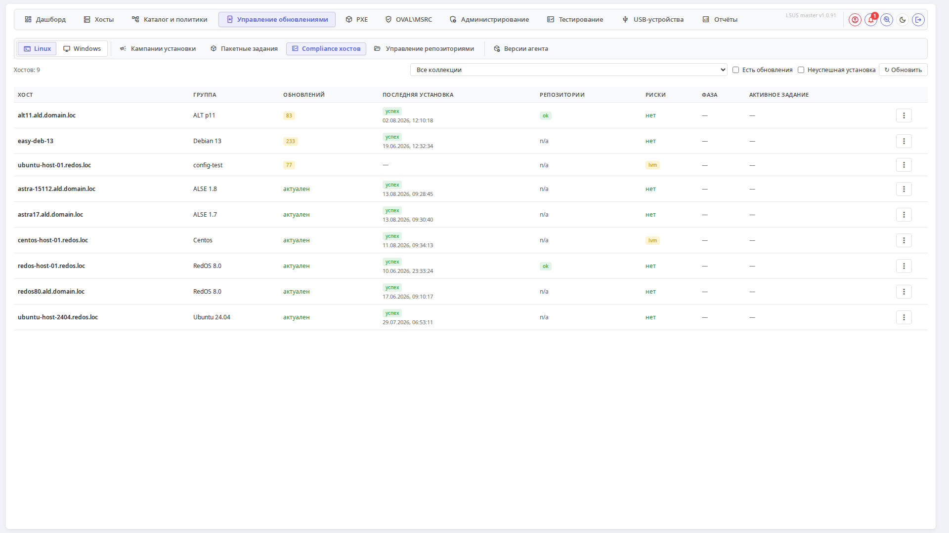 Compliance хостов